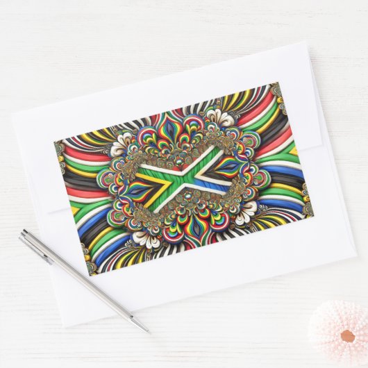 Rechthoek sticker met Zuid-Afrikaanse kleuren (Envelop)