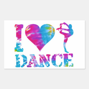 Rechthoek TieDye Hart Liefde Dans Gymnastiek Cheer Rechthoekige Sticker