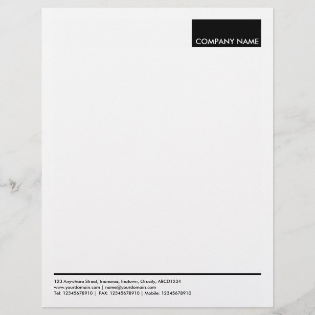 Rechthoek - zwart gepersonaliseerd briefhoofd (Voorkant)