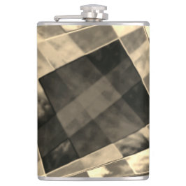 Rechthoeken die zijn vervormd in hout of beige tin heupfles