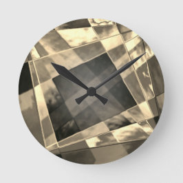 Rechthoeken die zijn vervormd in hout of beige tin ronde klok