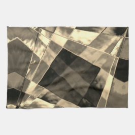 Rechthoeken die zijn vervormd in hout of beige tin theedoek