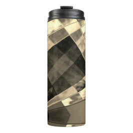 Rechthoeken die zijn vervormd in hout of beige tin thermosbeker