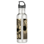 Rechthoeken die zijn vervormd in hout of beige tin waterfles (Achterkant)