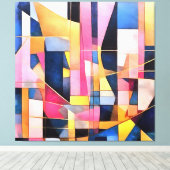 Rechthoeken en Driehoeken Geometrisch Abstract Canvas Afdruk (Insitu (Houten vloer))