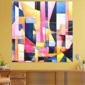 Rechthoeken en Driehoeken Geometrisch Abstract Canvas Afdruk (Insitu (Woonkamer))