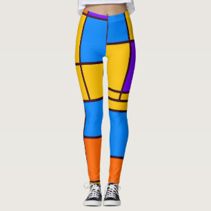 Rechthoeken en vierkanten in retrokleuren leggings