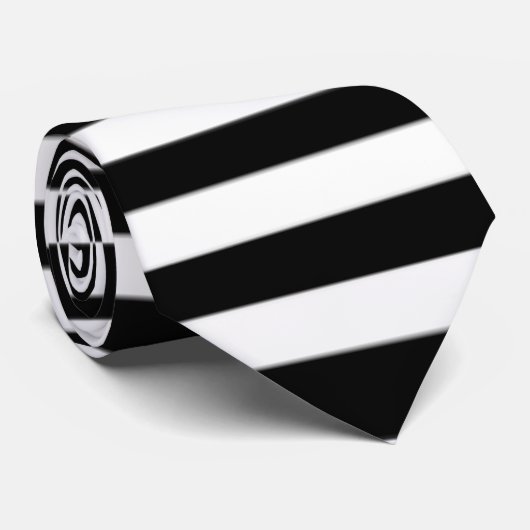 Rechthoeken zwart en wit gestreept Stropdas (Opgerold)