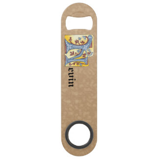 Rechthoekig blauw en rood ijuw, verlicht, letter N Speed Flessenopener