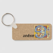 Rechthoekig blauw en rood ijuw, verlicht met lette sleutelhanger (Achterkant)