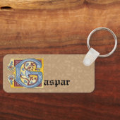 Rechthoekig blauw en rood ijuw, verlicht met lette sleutelhanger (Voorkant)