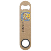 Rechthoekig blauw en rood ijuw, verlicht met lette speed flessenopener (Achterkant)