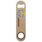 Rechthoekig blauw en rood ijuw, verlicht met lette speed flessenopener (Voorkant)