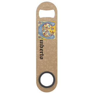 Rechthoekig blauw en rood ijuw, verlicht met lette speed flessenopener