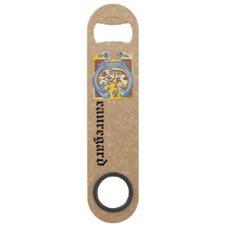 Rechthoekig blauw en rood ijzig, verlicht, letter  speed flessenopener