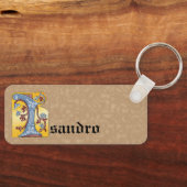 Rechthoekig blauw en rood ijzige verlichte letter sleutelhanger (Voorkant)