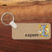 Rechthoekig blauw en rood ijzige verlichte letter sleutelhanger (Achterkant)