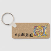 Rechthoekig blauw en rood ijzige verlichte letter  sleutelhanger (Achterkant)