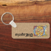 Rechthoekig blauw en rood ijzige verlichte letter  sleutelhanger (Achterkant)