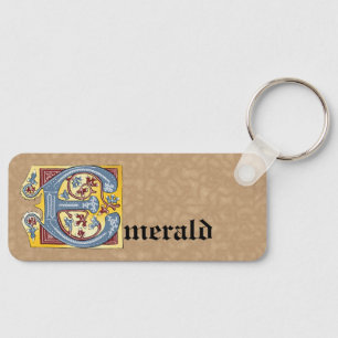 Rechthoekig blauw en rood ijzige verlichte letter  sleutelhanger