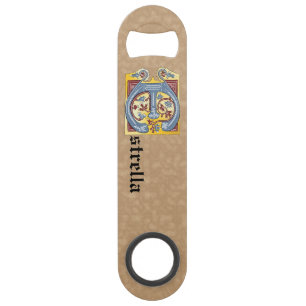 Rechthoekig blauw en rood ijzige verlichte letter  speed flessenopener