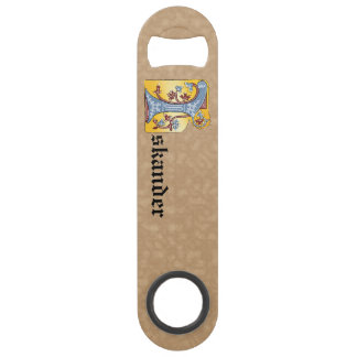 Rechthoekig blauw en rood ijzige verlichte letter speed flessenopener