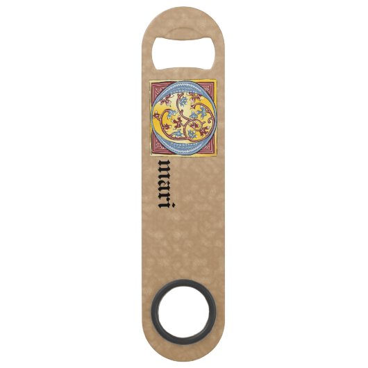 Rechthoekig blauw en rood ijzige verlichte letter  speed flessenopener (Achterkant)