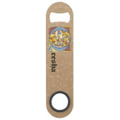 Rechthoekig blauw en rood ijzige verlichte letter speed flessenopener (Voorkant)