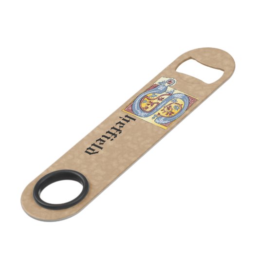 Rechthoekig blauw en rood ijzige verlichte letter speed flessenopener (Voorkant Gekanteld)