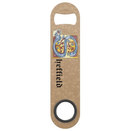 Rechthoekig blauw en rood ijzige verlichte letter  speed flessenopener (Voorkant)