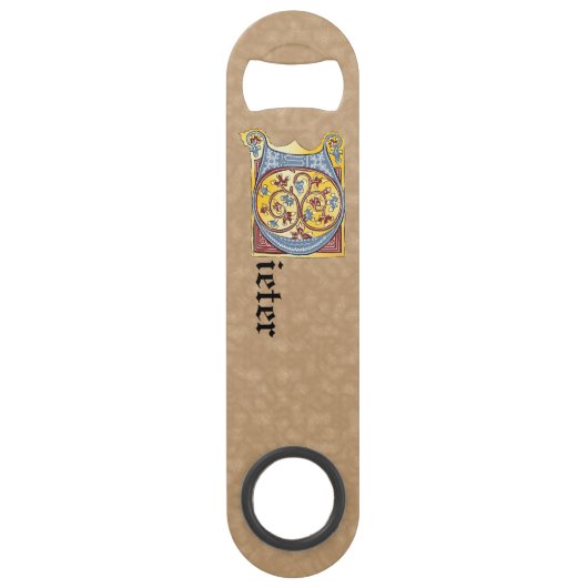 Rechthoekig blauw en rood ijzige verlichte letter  speed flessenopener (Voorkant)