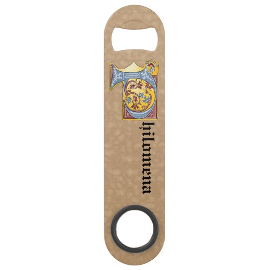 Rechthoekig blauw en rood ijzige verlichte letter  speed flessenopener (Voorkant)