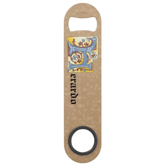 Rechthoekig blauw en rood ijzige verlichte letter speed flessenopener (Achterkant)