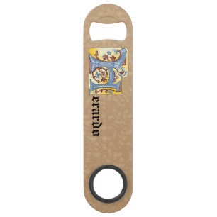 Rechthoekig blauw en rood ijzige verlichte letter  speed flessenopener