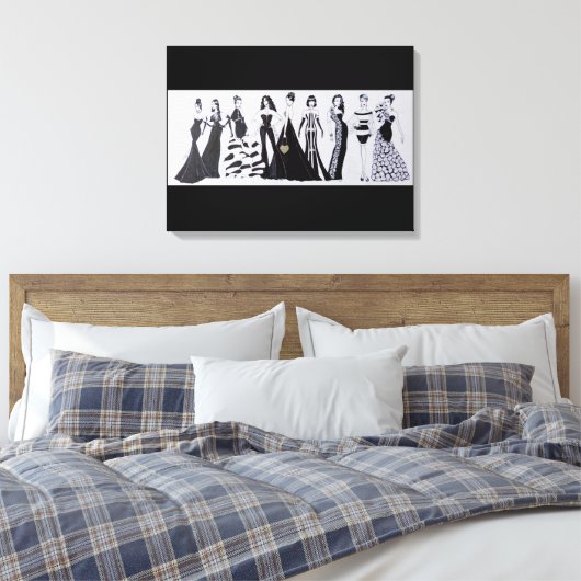 Rechthoekig canvas Zwart & Wht Mode Print (Insitu (Slaapkamer))