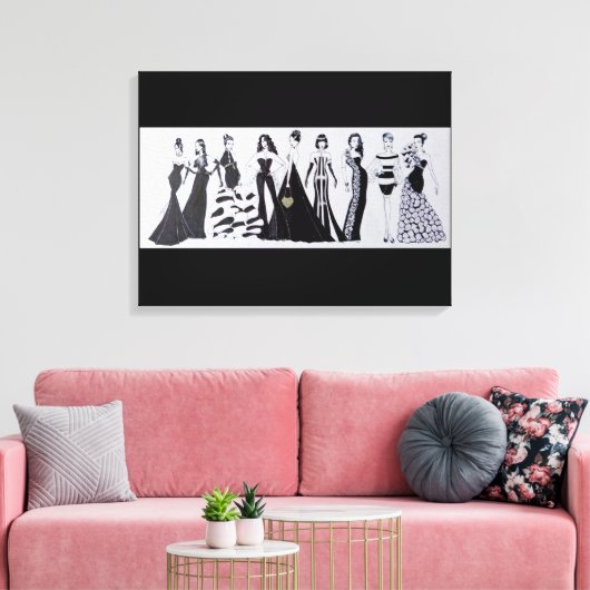 Rechthoekig canvas Zwart & Wht Mode Print (Insitu (Woonkamer))