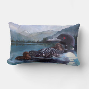 Rechthoekig kussen Loon familie in Blauw en Grijs