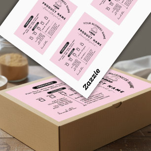Rechthoekig modern cottage wet voedsel label Roze
