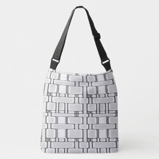 Rechthoekig patroon neutraal wit crossbody tas
