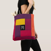 Rechthoekig patroon (ver4) met aangepast monogram tote bag (Dichtbij)
