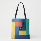 Rechthoekig patroon (ver7) met aangepast monogram tote bag (Voorkant)