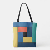 Rechthoekig patroon (ver7) met aangepast monogram tote bag (Achterkant)