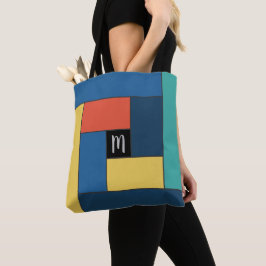 Rechthoekig patroon (ver7) met aangepast monogram tote bag