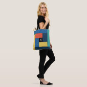 Rechthoekig patroon (ver7) met aangepast monogram tote bag (Op model)