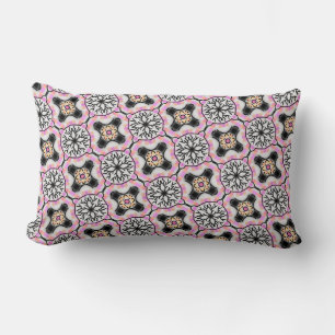 Rechthoekig, roze, wit en zwart deco-kussen kussen