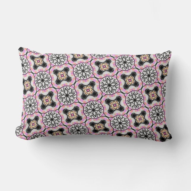 Rechthoekig, roze, wit en zwart deco-kussen kussen (Voorkant)