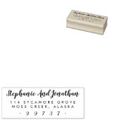 Rechthoekig rustiek trouwscript retouradres rubberstempel (Gestempeld)