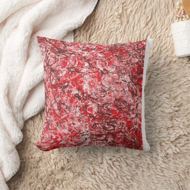 Rechthoekig textielontwerp met  rood, wit, kussen (Deken)