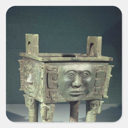 Rechthoekig 'vat' met menselijke gezichten vierkante sticker (Voorkant)