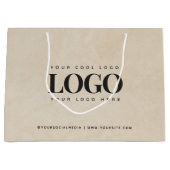Rechthoekig Zakelijk Logo Beige Promotioneel Aange Groot Cadeauzakje (Voorkant)